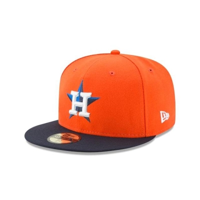 Orange Houston Astros Hat - New Era MLB Authentic Collection 59FIFTY Fitted Caps USA6091478